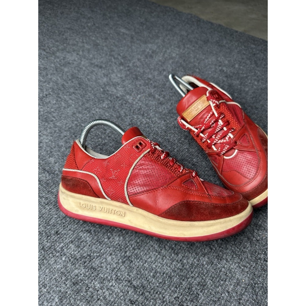 Womens Sneakers Louis Vuitton Red Leather Low Top, Size US 6.5 - Picture 3 of 12